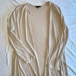 AMBIANCE 2X Oatmeal Side-Slit Long Cardigan